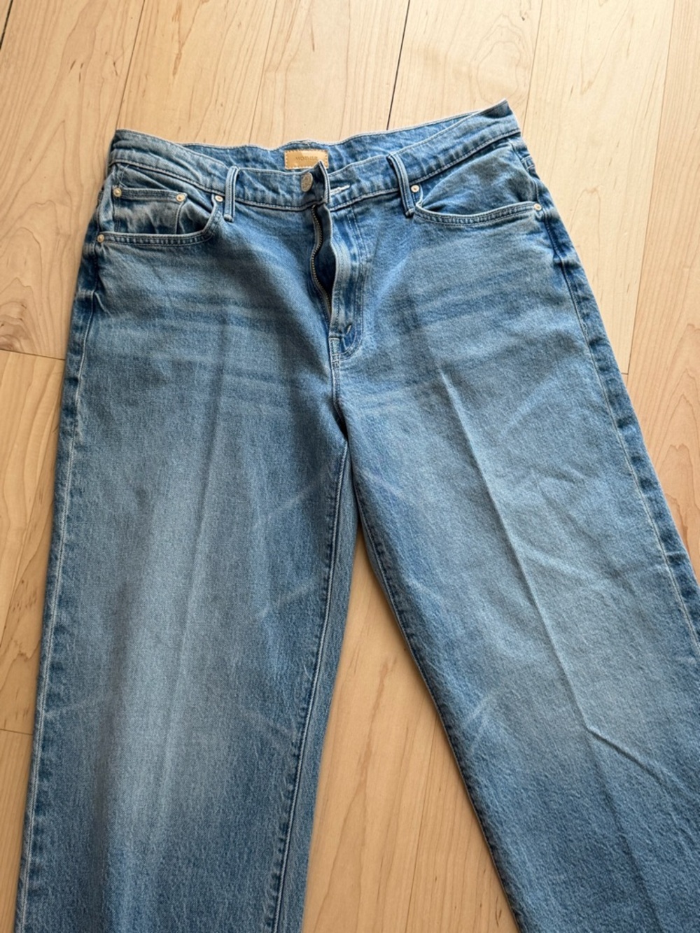 MOTHER Light Blue Cropped Straight-Leg Jeans